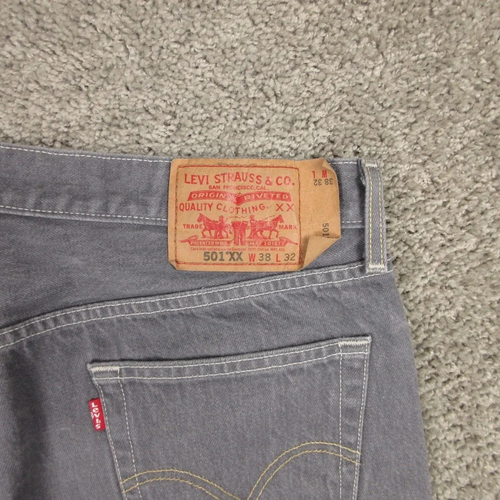 Levis Jeans Mens 36x29 (Tag 38x32) Gray 501 XX Button Fly Shrink to Fit Denim